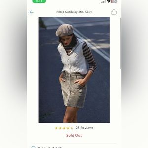 Anthropologie Pilcro corduroy mini skirt - green - size 10